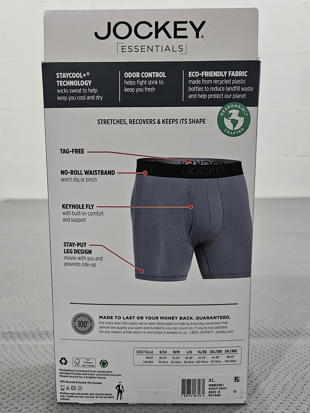Jockey Essentials Men’s Black Microfiber Stretch Boxer Briefs - 3 Pack - Picture 2 of 3